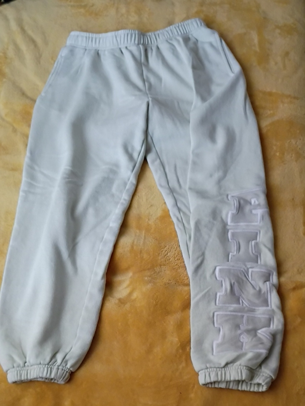 PINK Victoria's Secret Light Yellow Track Joggers with Embossed Logo